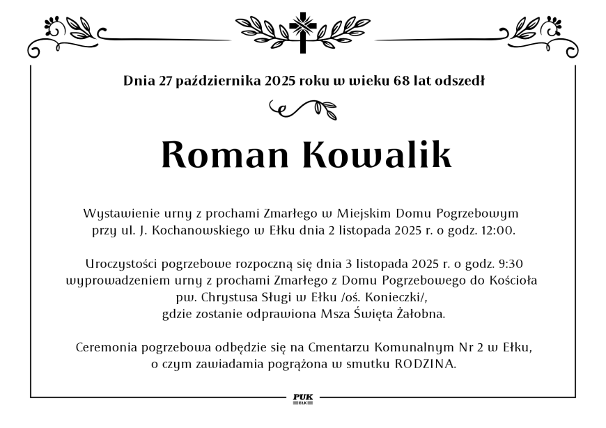 Roman Kowalik - nekrolog